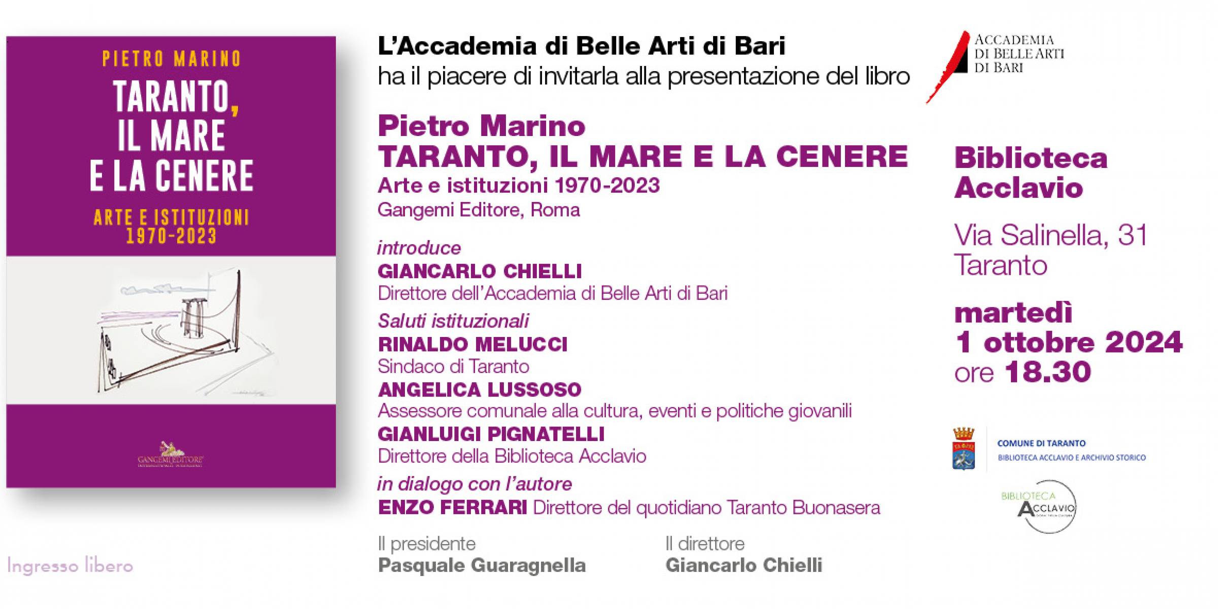 Pietro Marino - Taranto, il mare e la cenere. Arte e istituzioni 1970-2023. Presentazione del libro