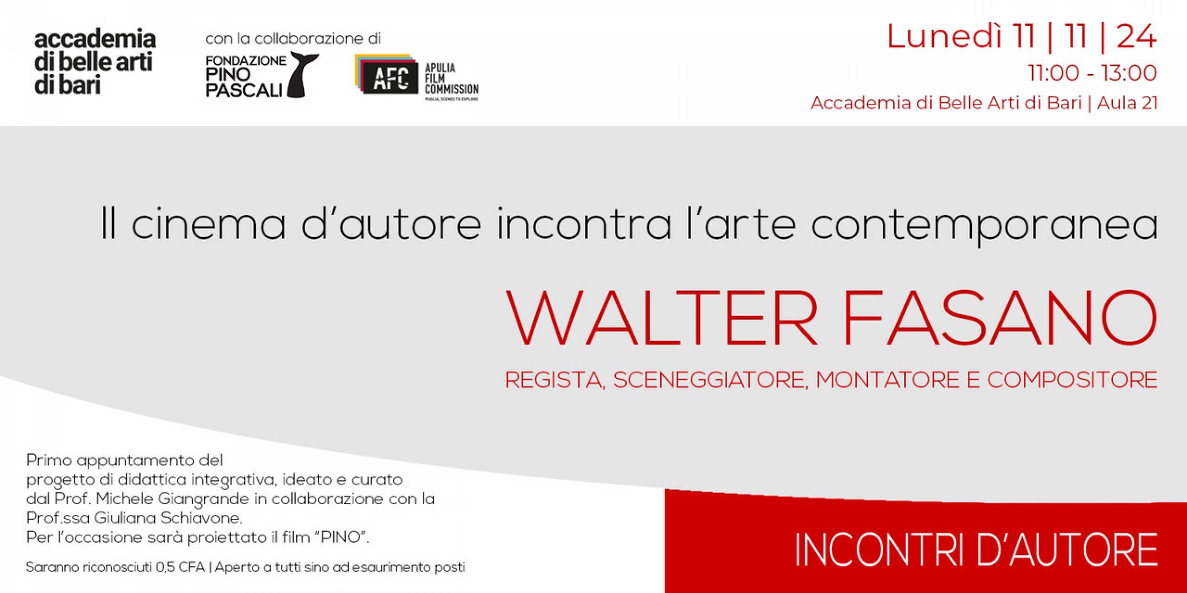 INCONTRI D’AUTORE: WALTER FASANO 